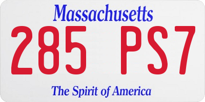 MA license plate 285PS7