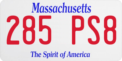 MA license plate 285PS8