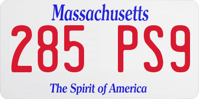 MA license plate 285PS9