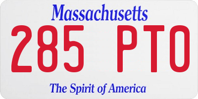 MA license plate 285PT0