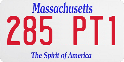 MA license plate 285PT1