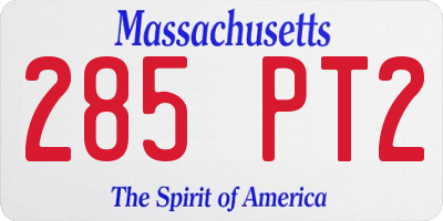 MA license plate 285PT2