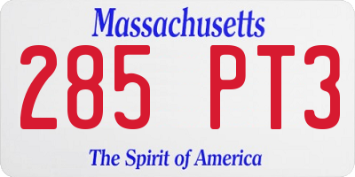 MA license plate 285PT3