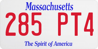 MA license plate 285PT4