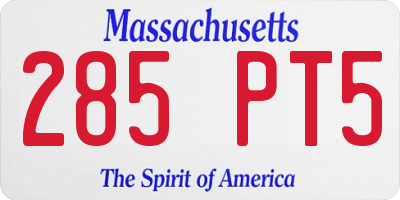 MA license plate 285PT5