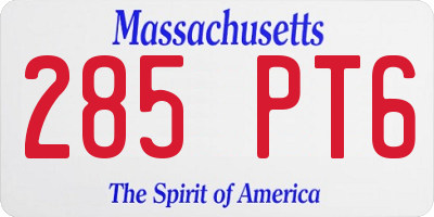 MA license plate 285PT6