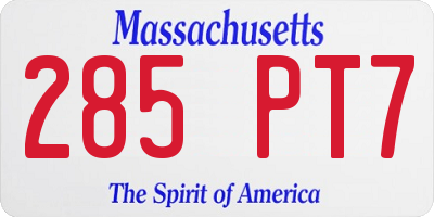 MA license plate 285PT7