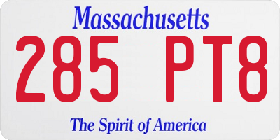 MA license plate 285PT8
