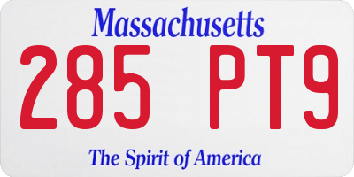 MA license plate 285PT9