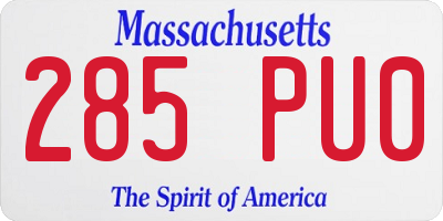 MA license plate 285PU0