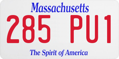 MA license plate 285PU1
