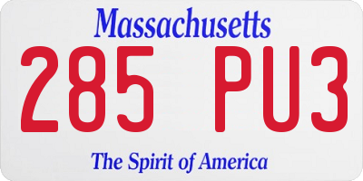 MA license plate 285PU3