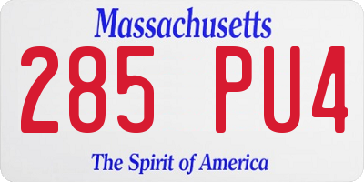 MA license plate 285PU4