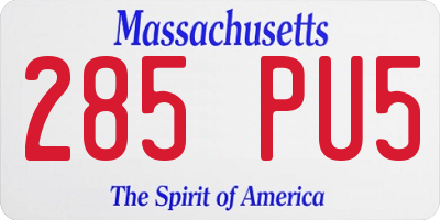 MA license plate 285PU5
