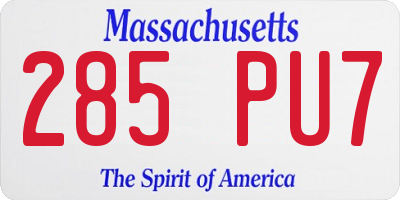 MA license plate 285PU7