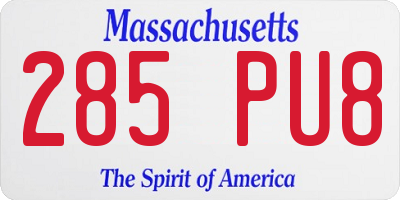 MA license plate 285PU8