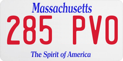 MA license plate 285PV0