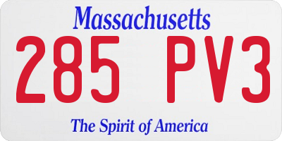 MA license plate 285PV3