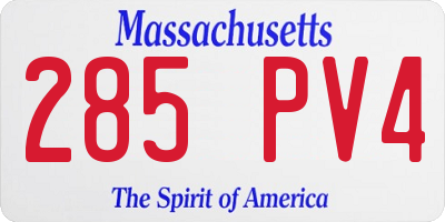 MA license plate 285PV4