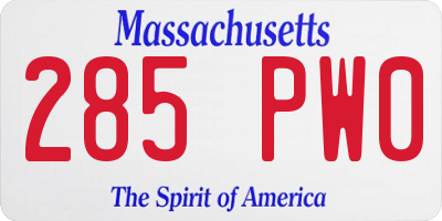 MA license plate 285PW0