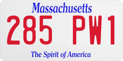 MA license plate 285PW1