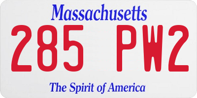 MA license plate 285PW2