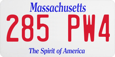MA license plate 285PW4