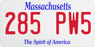 MA license plate 285PW5
