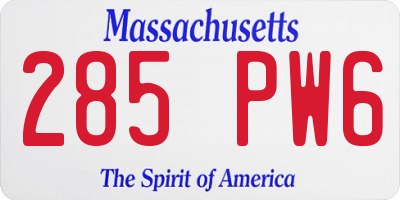 MA license plate 285PW6