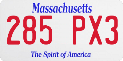 MA license plate 285PX3