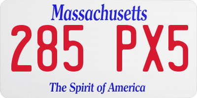 MA license plate 285PX5