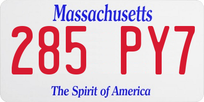 MA license plate 285PY7