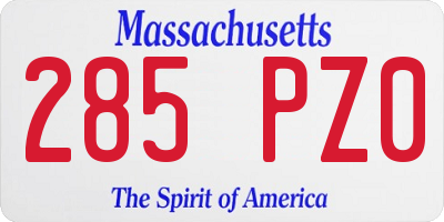 MA license plate 285PZ0