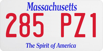 MA license plate 285PZ1