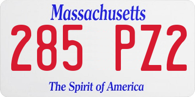 MA license plate 285PZ2