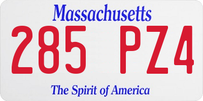MA license plate 285PZ4