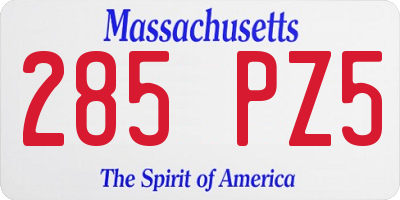 MA license plate 285PZ5