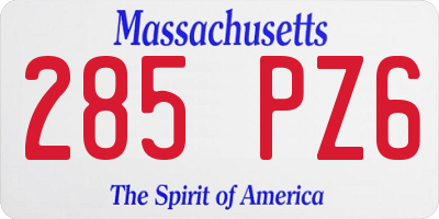 MA license plate 285PZ6