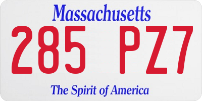MA license plate 285PZ7