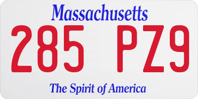 MA license plate 285PZ9