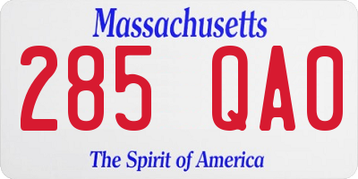 MA license plate 285QA0