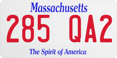 MA license plate 285QA2