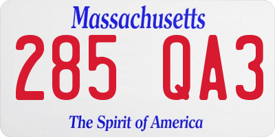 MA license plate 285QA3