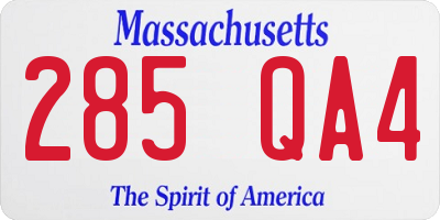 MA license plate 285QA4