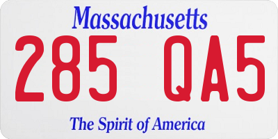 MA license plate 285QA5