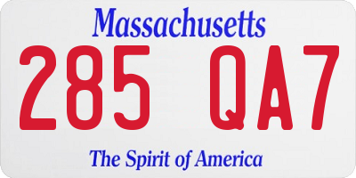 MA license plate 285QA7