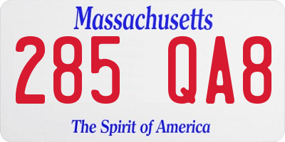MA license plate 285QA8