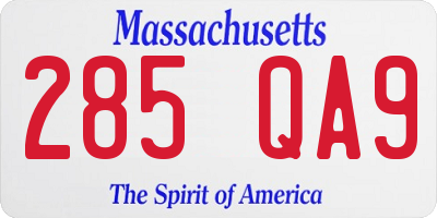 MA license plate 285QA9