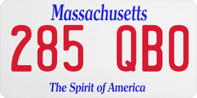 MA license plate 285QB0