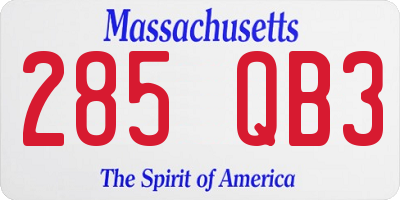 MA license plate 285QB3